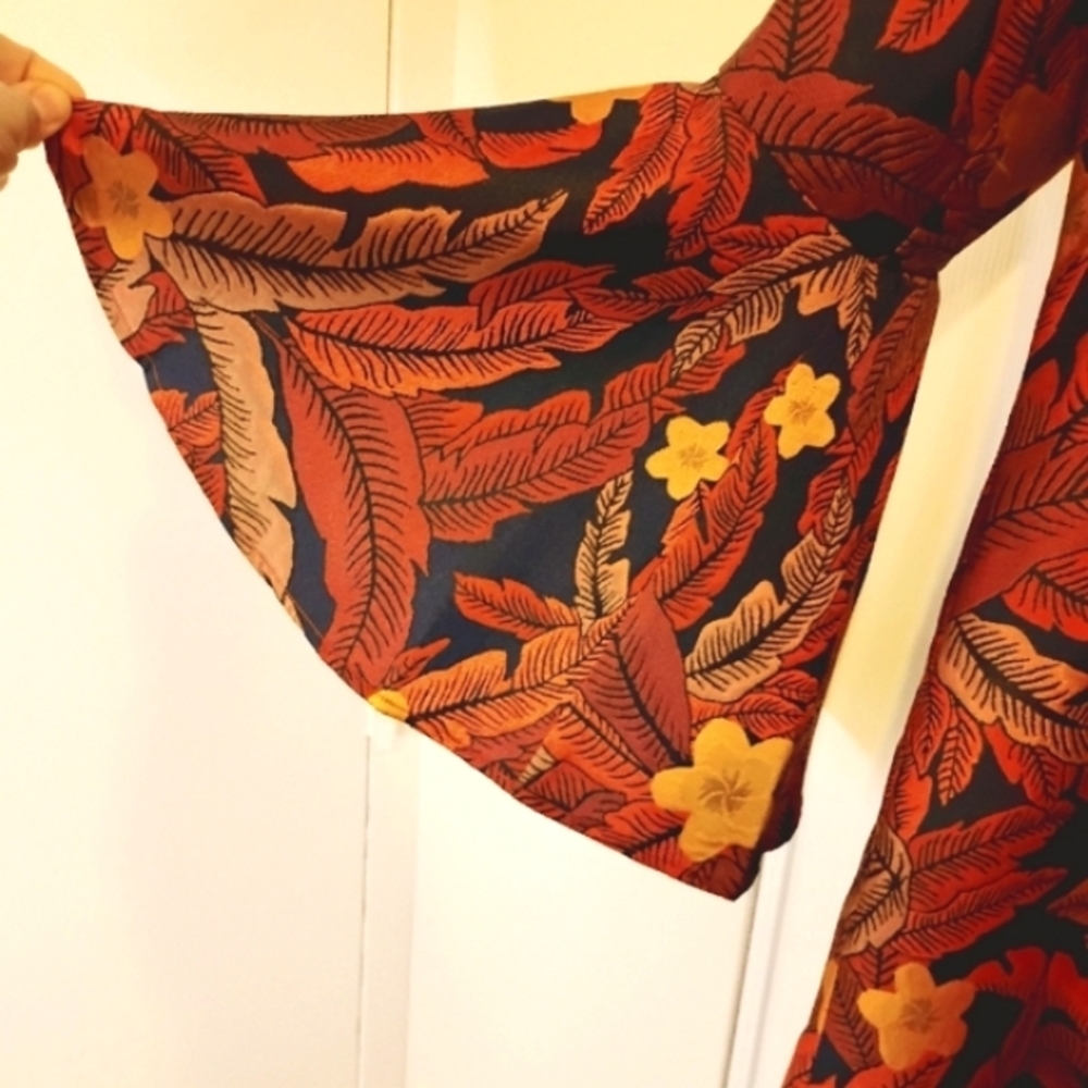 ASHRO 2PC Red Coral Dress & Bell Sleeve Floral Red Coral Black Gold  Jacket 8 - Picture 5 of 14